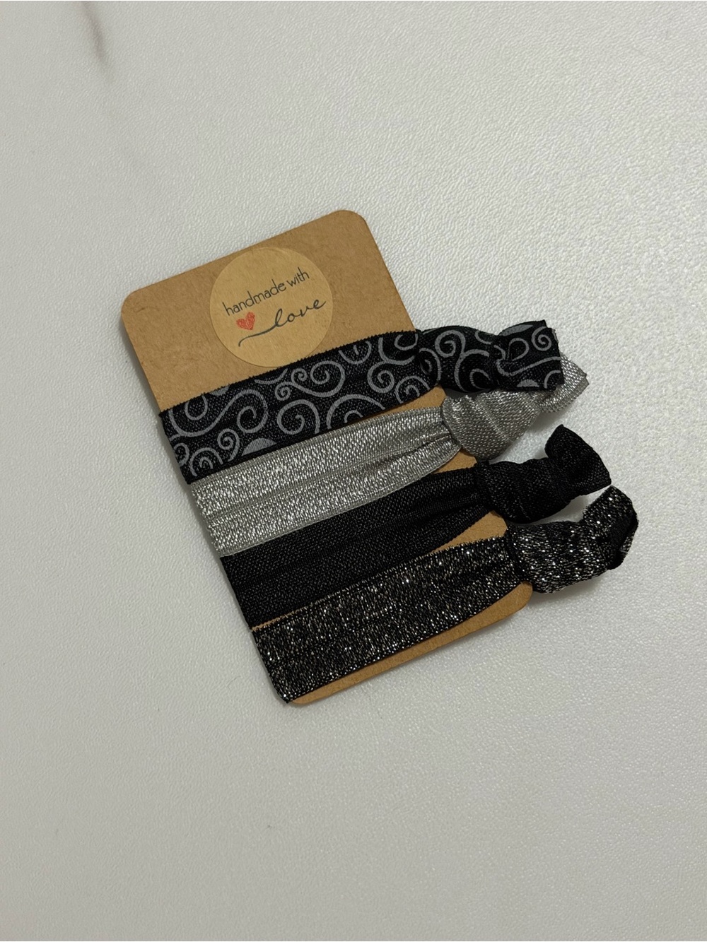 JSCatalog Black and Silver Elastic Hair Tie Set - 5 Pack